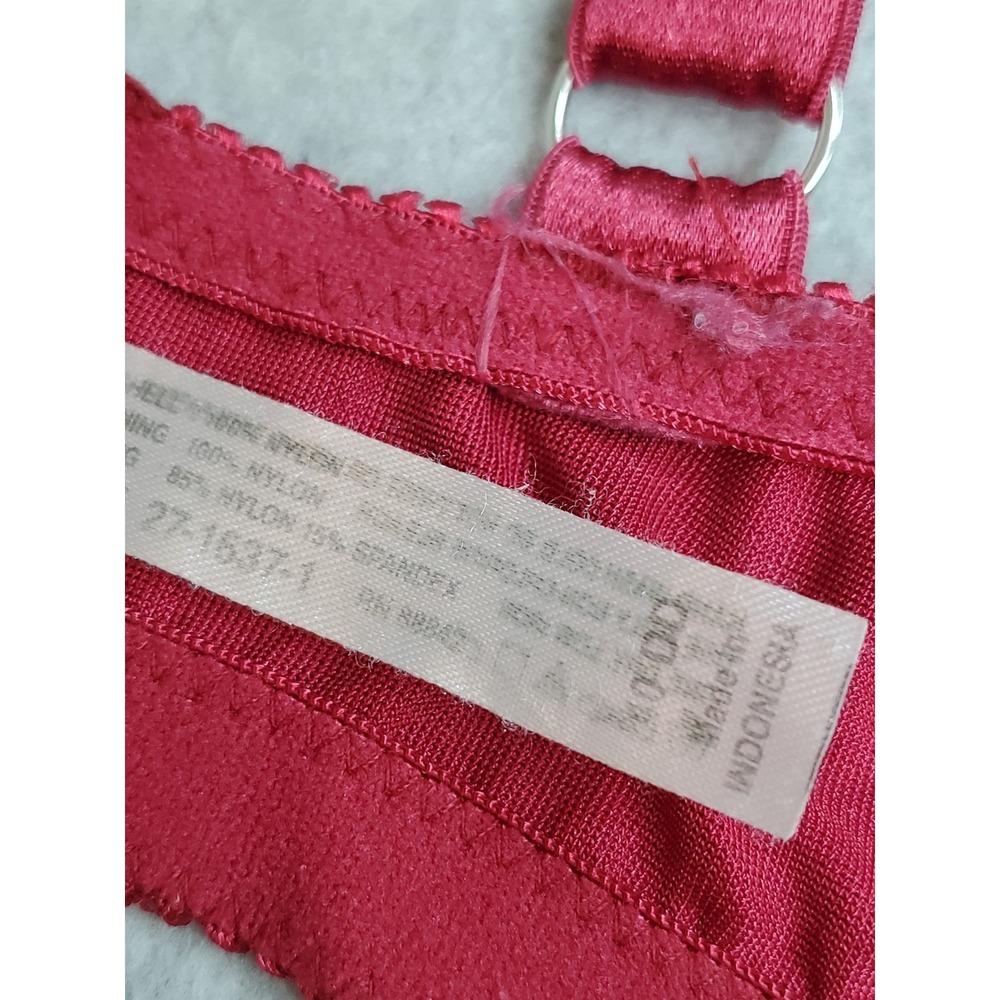Amourense Women Bra‎ 40DD Red Floral Underwired Lace Embroidered Mesh Strap - Picture 8 of 11